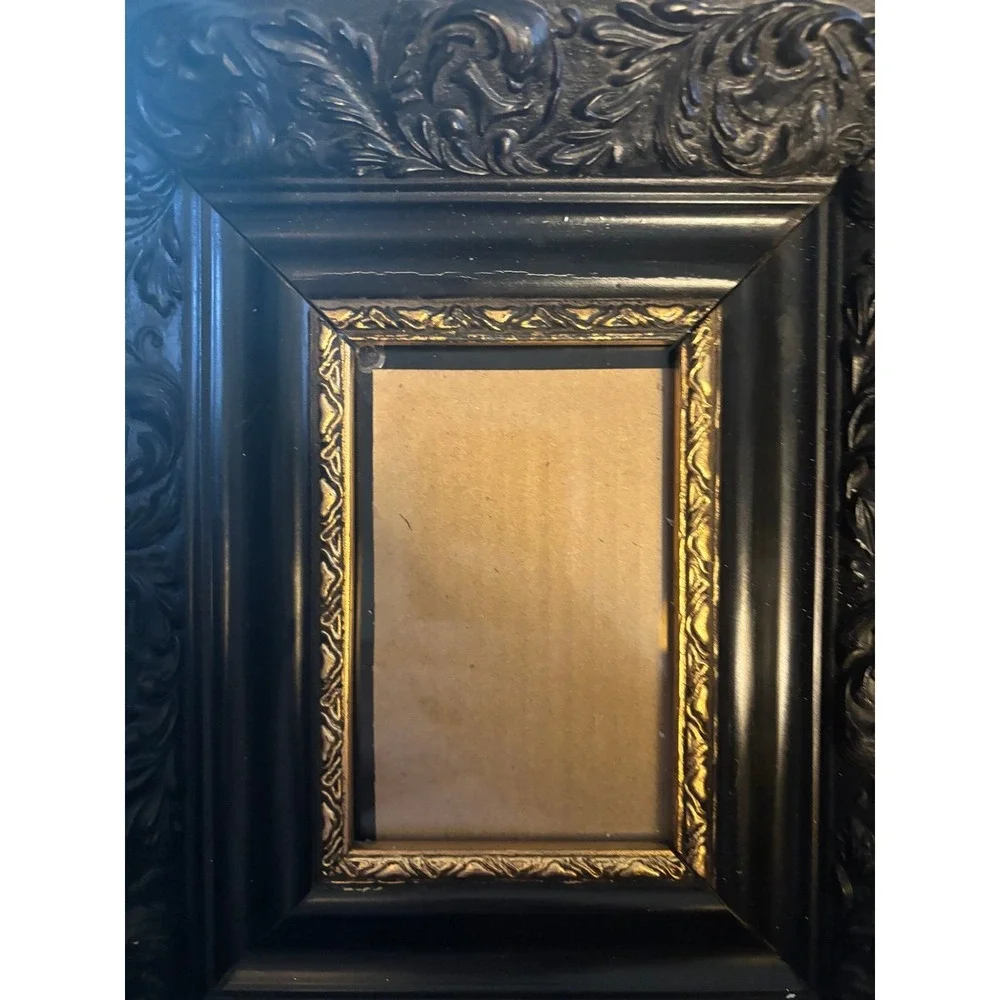 Old Town Gold & Black Picture Frame Matted For A 3x5 Photo Or 5x7 Heavy Good A+